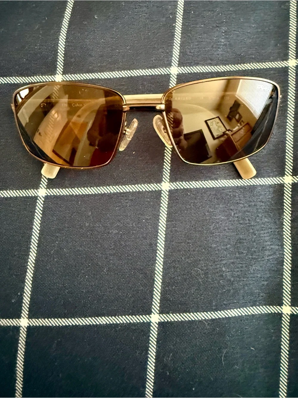 Calvin Klein gold frame brown lens women's sunglasses